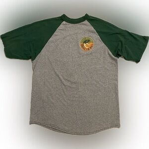 Loser Machine baseball tee, color gray & green